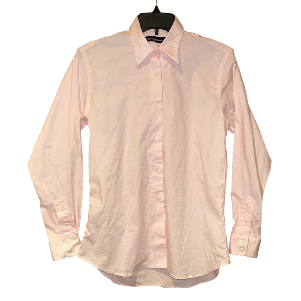 Edinburgh Tartan Shop Womens Pink Button Down Shirt 8 Stretch Classic Minimalist